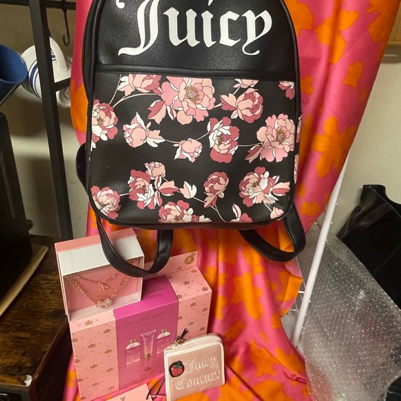 Juicy Couture Gift Bundle including Backpack, Wallet, Necklace, 3-Piece Body Set - Picture 1 of 5